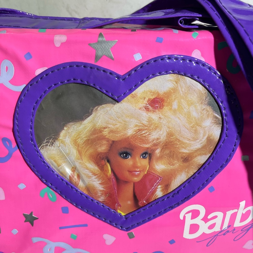 Barbie Pyramid Messenger Bag Mattel VINTAGE Circa 1991 Pink Vinyl Purse - Picture 10 of 16